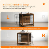 DWANTON Dog Crate Furniture with Cushion, Wooden Dog Crate with Double Doors, Dog Furniture, Dog Kennel Indoor for Small/Medium/Large Dog，End Table, Small, 27.2" L, Warm Brown Dwanton