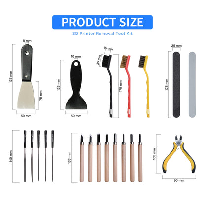 Durable & Portable 3D Printer Tools Kit, Essential 3D Printer Accessories, 21 Pcs (Knife, Brush, Sanding Stick, Wire Cutter, Spatula and More), for Removing, Smoothing, Finishing, Deburring,  - WoodArtSupply