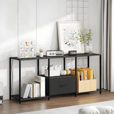 Amenitlif LED TV Stand with Open Shelves and Fabric Drawer, Entertainment Center with LED Lights, Media Console for 55" TV, Television Stands for Living Room, Bedroom Amenitlif