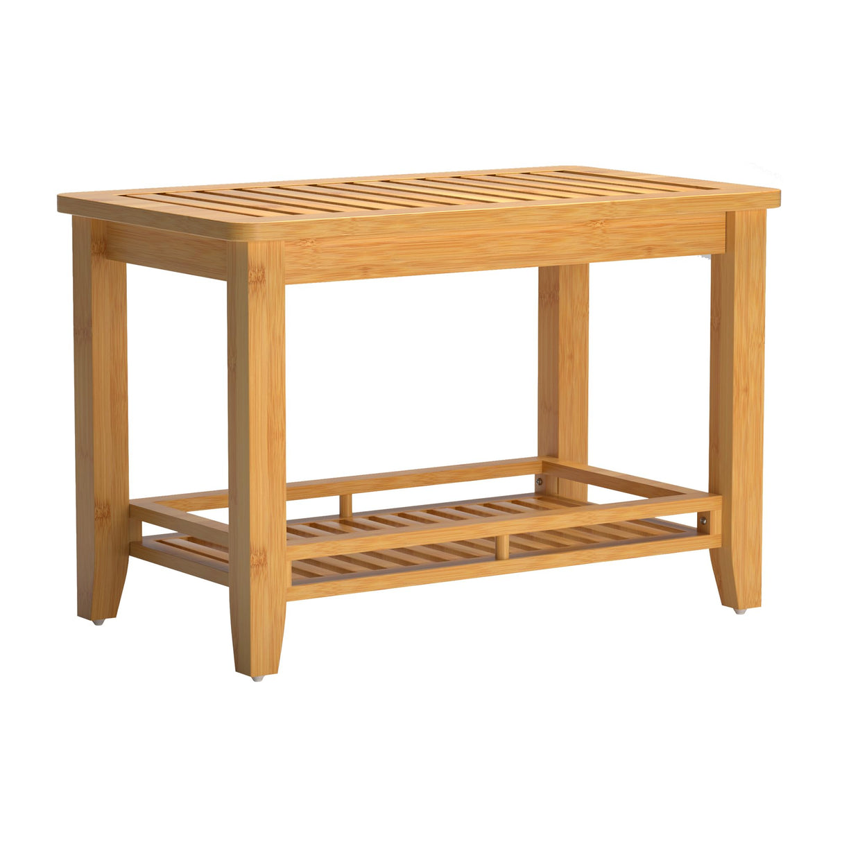 Forevich Bamboo Shower Bench Stool Bathroom Shower Chair Seat with Storage Shelf Spa Bath Foot Rest for Insider Shower Bathtub Elderly and Disabled Natural Forevich