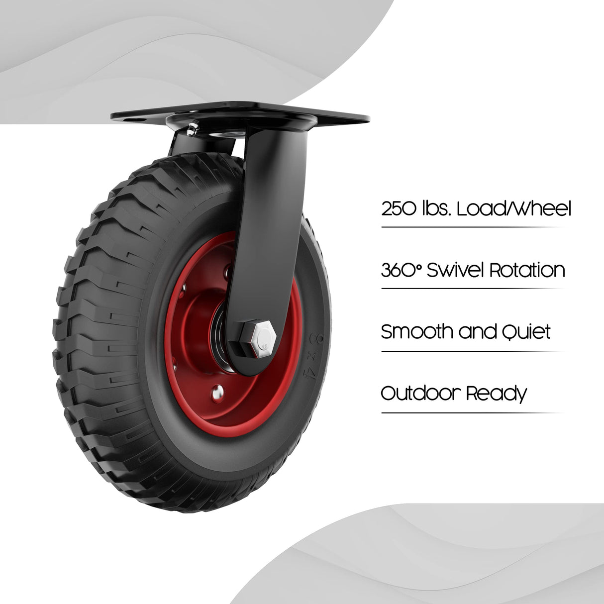 Cart Wheels, Wheels for Cart, 8 Inch Caster Wheels, Rubber Caster Wheels, Heavy Duty Wheels, Swivel Caster Wheels, Outdoor Caster Wheels, Large Caster Wheels, Off Road Casters, All Terrain, for Dolly Houseables