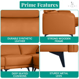 Naomi Home High Back Sectional Sofa, Oversized L-Shaped 4 Piece Modular Sectional with Ottoman, Convertible Couch with Headrests and Armrest Pillows for Living Room or Apartment, Caramel Naomi Home