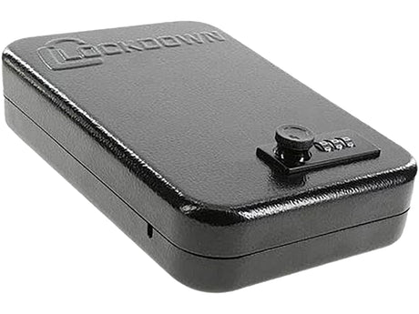 Lockdown Combination Full Size Handgun Vault with All Steel Construction, TSA Approval and California DOJ Certification for Secure Storage and Travel, Black Lockdown