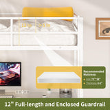 Yoobure White Twin Loft Bed with L-Shape Desk, Charging Station & LED Lights Yoobure