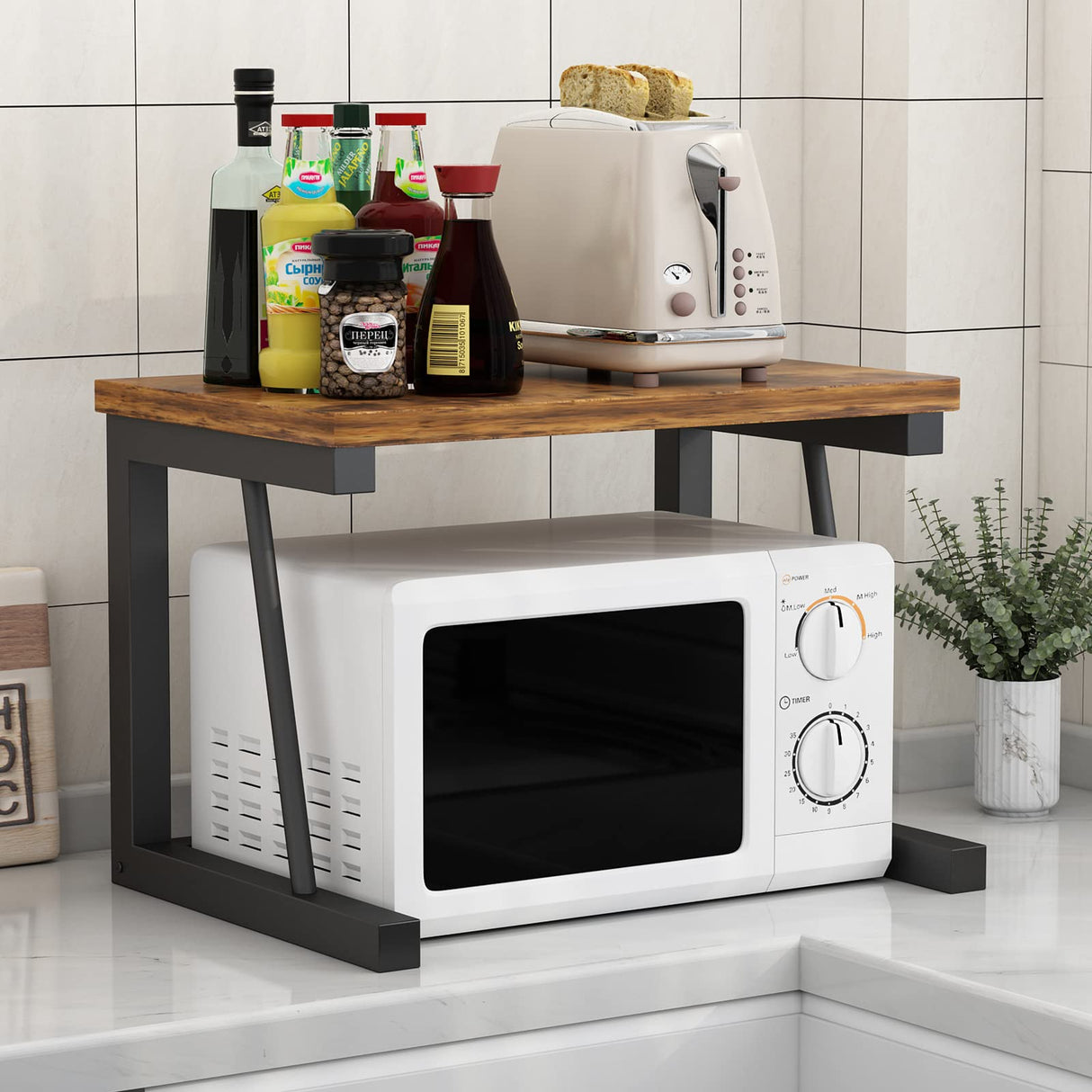 WRITECRY Desktop Printer Stand, 2-Tier Wood Rustic Printer Shelf for 3D & Laser Printer, Scanner, Copier, Durable Small Space Storage Organizer for Home Office Kitchen (2-Tier, Brown) WRITECRY