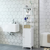 VASAGLE Storage Cabinet, Slim Linen Tower with Drawer and Door, for Living Room, Bathroom, Bedroom, 15.7 x 12.6 x 63 Inches, White UBBC63WT VASAGLE