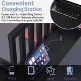 Triple Bunk Bed for Kids with LED Light ,Metal Heavy Duty 3 Bunk Beds with Charge Station & Storage Shelf, Convertible Three Bunk Beds for Girls Boys Teens,Can be Separated into 3 Beds , Black MoproBeti