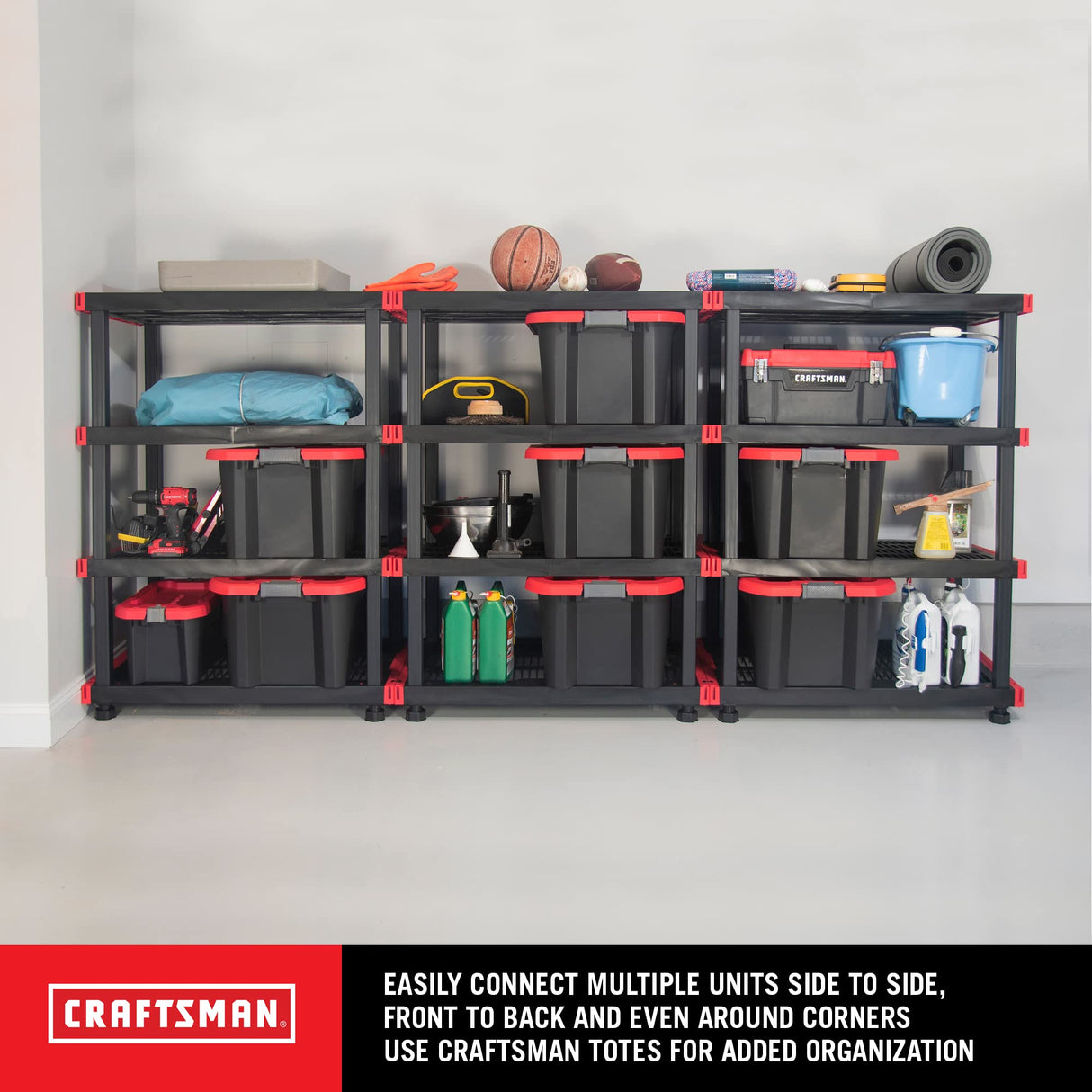 CX Craftsman, 4-Tier Highly Durable Storage Rack, 200lbs/shelf, (55”H x 40”W x 24”D), Interlocking Shelving Unit and Weather-Resistant Design, American Made Garage Shelf CX