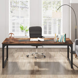 Tribesigns Modern Computer Desk, 78.7 x 39.4 inch X Large Executive Office Desk Computer Table Study Writing Desk Workstation for Home Office,Rustic/Black Tribesigns