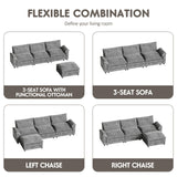 Homall 119" Modular Sectional Sofa, L Shaped Sofa Couch with Reversible Ottoman, DIY Combination Chenille Deep 3-Seat Cloud Couch for Living Room, Apartment (Light Grey, L Shaped Sofa) Homall