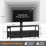 JUSTOGO TV Stand with Mount and Power Outlet, TV Stand Mount with Storage for Living Room, Entertainment Center with LED Lights for 45/55/60/65 inch TVs, Height Adjustable Media Console, Black JUSTOGO
