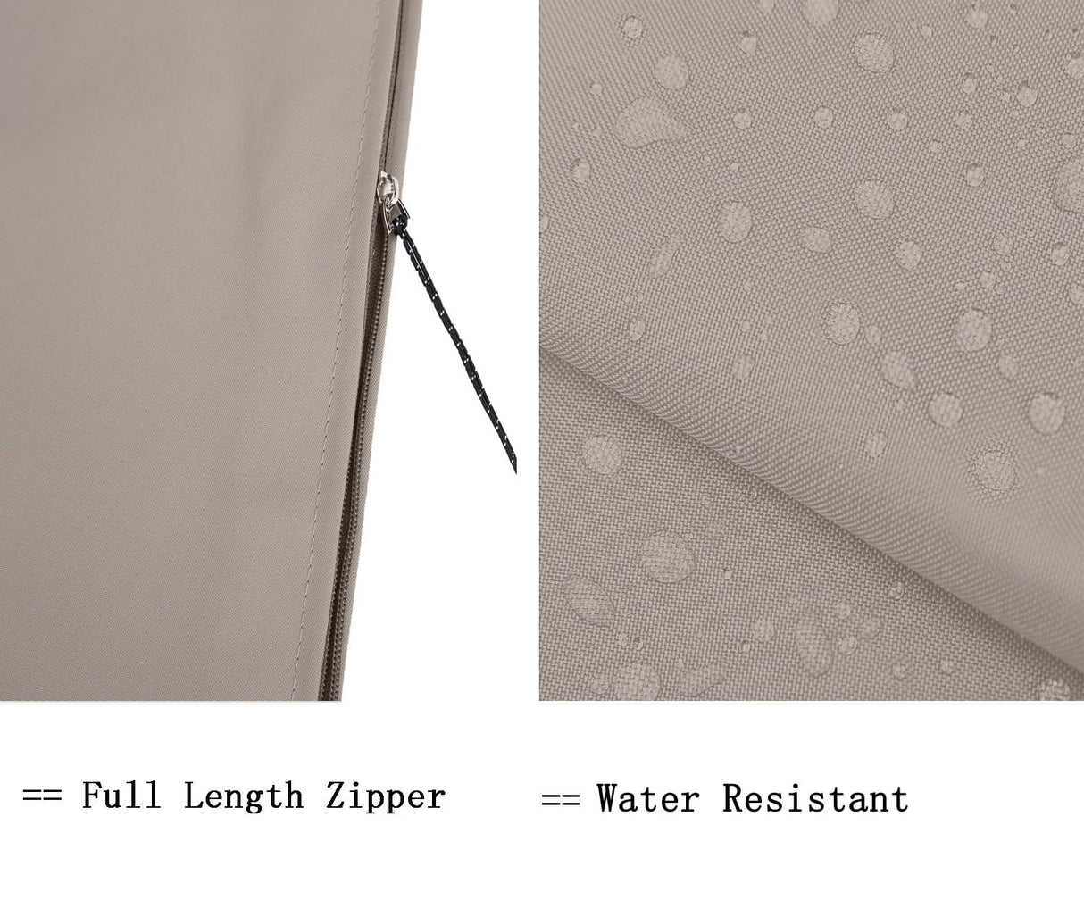 Garden Balsam Patio Umbrella Cover with Rod for 7 to 11 Ft Umbrellas & 15 Ft Double-Sided Umbrellas, Protective Waterproof Cover with Zipper, Beige Garden Balsam