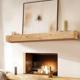 YLYHSST 48" Fireplace Mantel, 5'' Thick Handmade Hollow Solid Wood Wall Long Floating Shelf with Invisible Wood Brackets, Wood YLYHSST