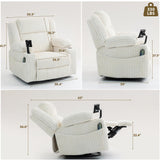 SINCRUMI Power Oversized Swivel Rocker Recliner with Dual Motor Adjustable Headrest for Adults, Glider Rocking Chair with Vibration and Heat, USB A&C Ports, Armrest Storage, Cup Holder, Cream White SINCRUMI