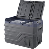 VEVOR NLS45, 12 Volt Car Refrigerator Fridge, 32 L Dual Zone Portable Freezer, -4℉-68℉ Adjustable Range, 12/24V DC and 100-240V AC Compressor Cooler for Outdoor, Camping, RV, Bule and grey VEVOR