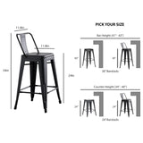 AC Pacific 24” Metal Barstool Set of 2 – Country Rustic Style with Low Back, Lightweight & Sturdy Build, Easy Assembly – Matte Black AC Pacific