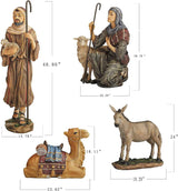 Complete 12pc Outdoor Nativity Set 51" Tall - Lifelike High Res, Sturdy 22 Gauge Flat Metal, Strong Windguard Bracing. Includes Baby Jesus, Joseph, Mary, Shepherds, Wisemen, Animals THREE KINGS GIFTS THE ORIGINAL GIFTS OF CHRISTMAS