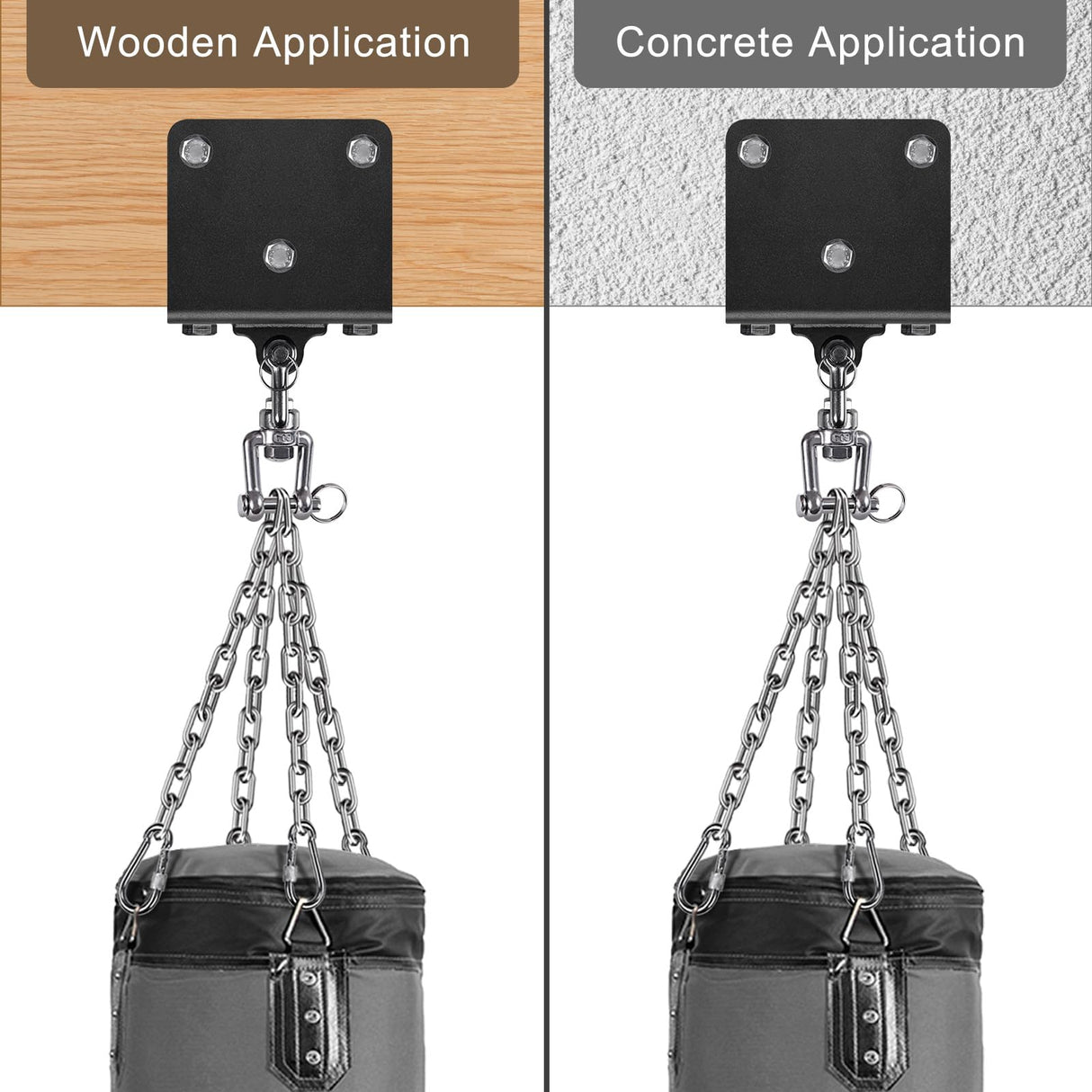 Punching Bag Hanger with Stainless Steel Chain 1000 LB Capacity Heavy Bag Beam Hanger Bracket 360° Swivel Boxing Bag Hanging kit Punching Bag Beam Mount Hooks for Muay Thai BeneLabel