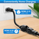 Aiskooc 16Amp Level 2 EV Charger, NEMA 6-20 & 5-15 Plug, 110V Mobile Charger, 25ft Extension Cord, Portable EV Charger for Tesla Models 3/Y/S/X Aiskooc