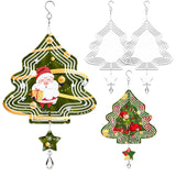 WindMage 4Pack 8inch Sublimation Wind Spinner Blanks 3D Aluminum Metal Wind Sculpture Kinetic Spinners for Yard and Garden Indoor Art Sublimation Christmas Ornament Hanging Decoration (Xmas Tree) WindMage