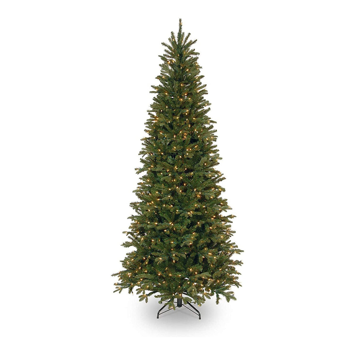 National Tree Company Pre-Lit 'Feel Real' Artificial Slim Christmas Tree, Green, Tiffany Fir, White Lights, Includes Stand, 7.5 Feet National Tree Company