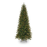 National Tree Company Pre-Lit 'Feel Real' Artificial Slim Christmas Tree, Green, Tiffany Fir, White Lights, Includes Stand, 7.5 Feet National Tree Company