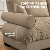 SoarTalent 166" Modern Oversized Modular Sectional Sofa 4-Seater U-Shaped Cloud Sleeper Couch with 2 Ottomans, Pillows and Overthick Cushion for Living Room, Home Theater, Apartment, Velvet, Camel SoarTalent