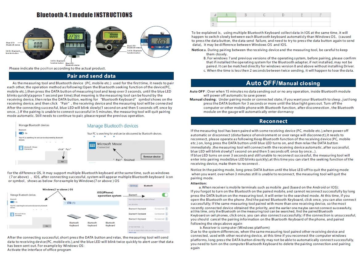 Dasqua 2025-1005 0-150mm/0-6" Bluetooth Absolute Digital Caliper Dasqua