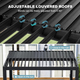 Outdoor Louvered Pergola 10' x 10', Aluminum Louvered Pergola with Adjustable Roof, Adjustable Pergolas for Outdoor Deck, Patio, Lawn & Garden GS CHIER