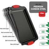 Baking Pan Set, 15 Piece Premium Nonstick Bakeware Sets BPA Free, Cookie Sheets Nonstick Steel Baking Sheets for Oven with Muffin Pan, Cake Pan & Kitchen Utensils - Black JOYTABLE