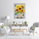 YQFCZDQ Sunflower Butterfly Diamond Art Kits for Adults,DIY Inspirational 5D Diamond Painting Kits Round Diamond Dots for Beginners,Full Drill Paint with Diamonds Pictures Gem Art Home Decor 12x16 in YQFCZDQ