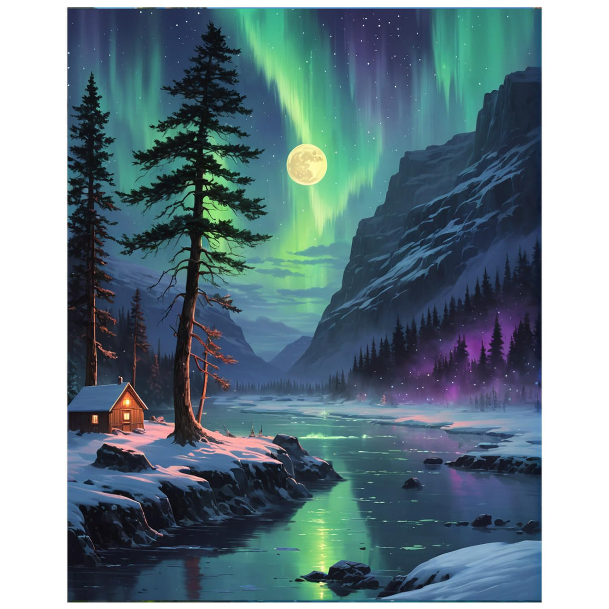 Lovepefe Mountain Paint by Numbers Kit for Adults, Moon Paint by Number Kits for Beginner Acrylic On Canvas Night Piece Oil Painting Kit Adults Kits for Gift Home Wall Decor 16x20 Inch Lovepefe