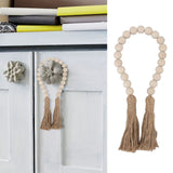 Farmhouse Beads 24in Wood Bead Garland with Tassels Rustic Country Decor Prayer Wall Hanging Bead Decoration for Gifts Ornamen Buachois