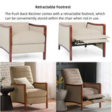 Merax Push Back Recliner Chair with Footrest, Reading Lounge Accent Lazy Sofa Seating for Living Room, Bedroom, Dorm, Mid-Century Modern Style, Dorm, Beige Merax