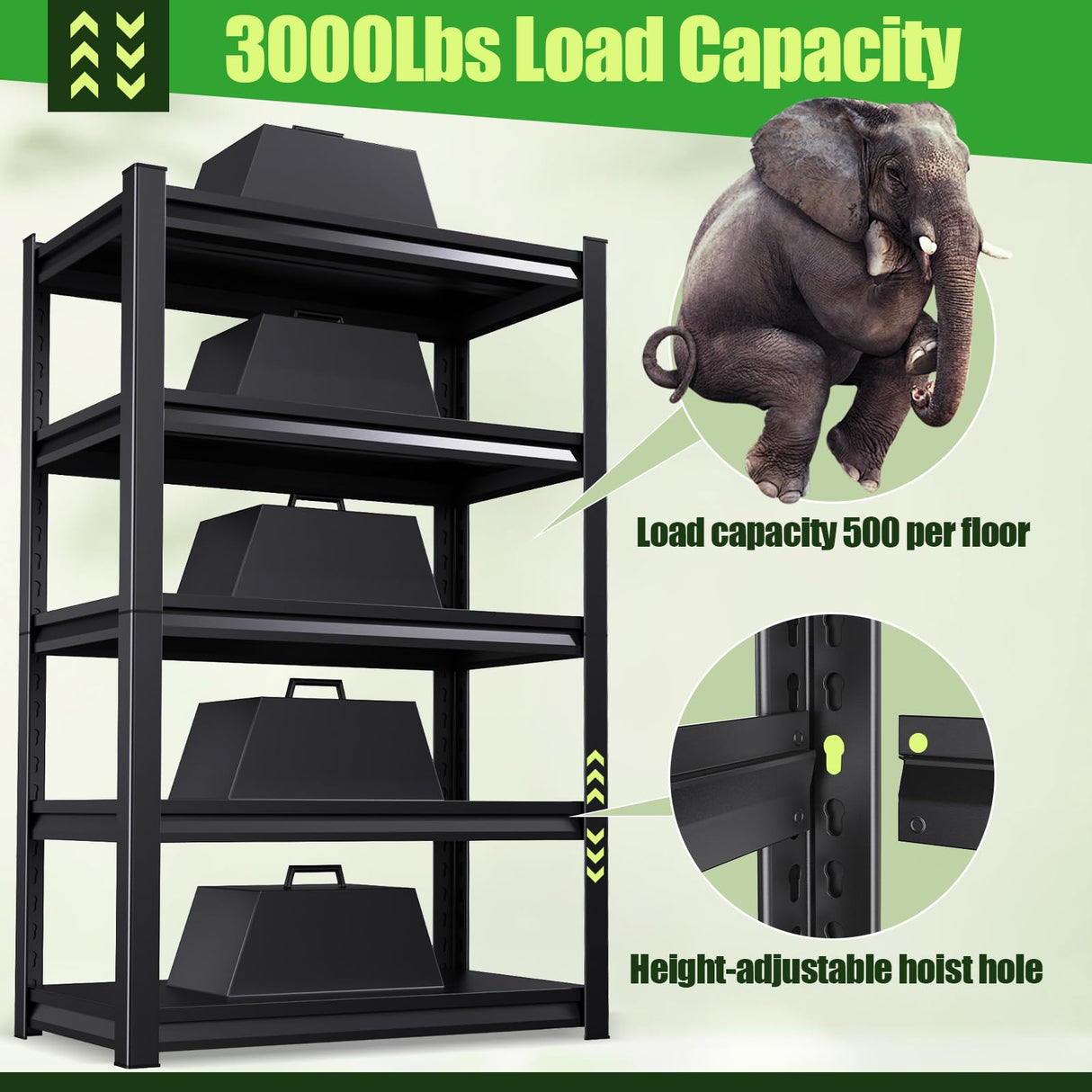 XCXVVB 72" H Garage Shelving,Heavy Duty Garage Storage Shelves,Metal Shelving Unit,5 Tier Adjustable Steel Utility Shelf,Use for Basement,Warehouse, Pantry Closet,Black (Steel-72 H*35.4" W*15.7" D) XCXVVB