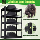 XCXVVB 72" H Garage Shelving,Heavy Duty Garage Storage Shelves,Metal Shelving Unit,5 Tier Adjustable Steel Utility Shelf,Use for Basement,Warehouse, Pantry Closet,Black (Steel-72 H*35.4" W*15.7" D) XCXVVB