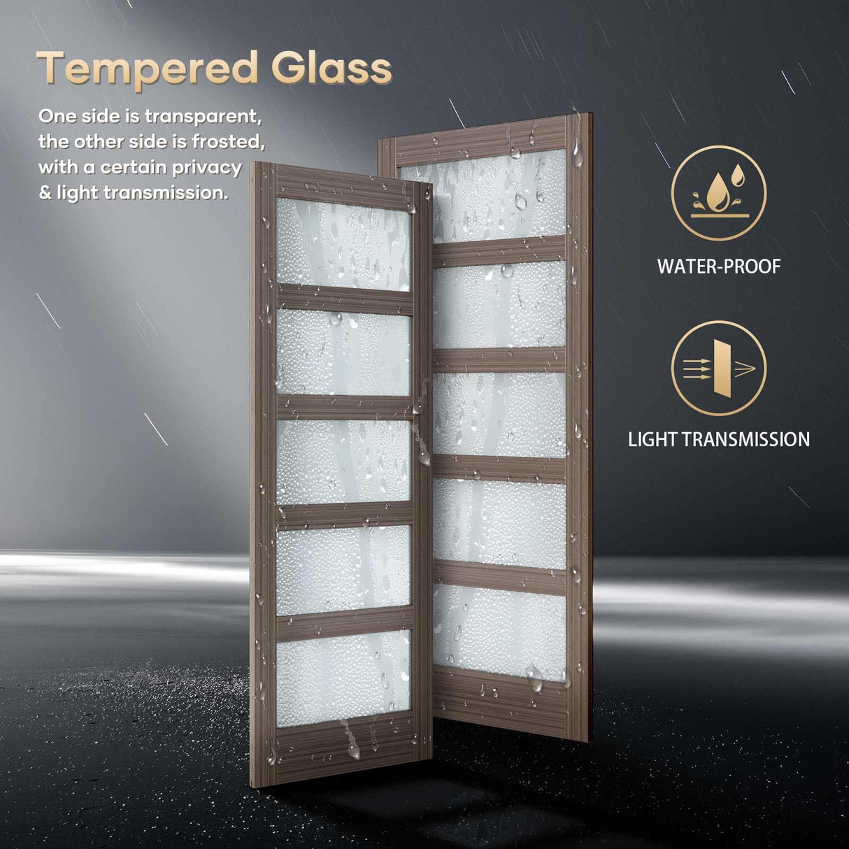 ROYMELO 30 x 84 Inch Glass Sliding Barn Door Slab and 5.5ft Hardware Kit Included, MDF Wood Panel Covered with Water-Proof Scratch-Resistant PVC Surface, Easy to Clean, Simple DIY Assembly ROYMELO