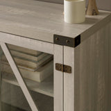 Walker Edison Wesley Modern Farmhouse Glass Door TV Stand for TVs up to 65 Inches, 58 Inch, Stone Grey, Without Fireplace Walker Edison