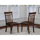 East West Furniture CAC-MAH-LC Capri Kitchen Dining Chairs - Faux Leather Upholstered Solid Wood Chairs, Set of 2, Mahogany East West Furniture