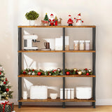 HOOBRO Corner Bookshelf, 4-Tier L-Shaped Bookcase, Industrial Open Display Shelf Tall Storage Organizer, Vertical Storage Rack, for Living Room, Home Office, Rustic Brown and Black BF59SJ01 HOOBRO