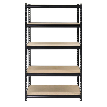 Juggernaut Storage Indoor Outdoor 72 Inch 5 Tier Steel Utility Shelving Unit with Adjustable Shelves for Warehouse, Laundry Room, and Garage, Black - WoodArtSupply