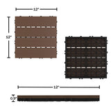 Pure Garden Patio and Deck Tiles - 24-Pack Interlocking 12x12 Wood Plastic Composite Weather-Resistant Outdoor Flooring Pavers (Brown) Pure Garden