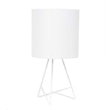 Simple Designs LT2066-WOW 14" Down to the Wire Metal Table Lamp with Fabric Shade, White with White Shade Simple Designs