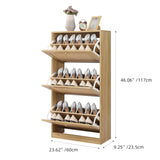 Finnhomy 3 Tier Shoe Cabinet with Natural Rattan Flip Drawers for Entryway, Free Standing Slim Shoe Storage Organizer with Large Top Board, Shoe Cabinet with Adjustable Width Drawers, Natural Finnhomy