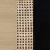 Nathan James Rattan Nightstand Wood End Side Accent Table with Storage for Living Room or Bedroom, Set of 2, Oak/Black - Set of 2 Nathan James