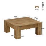 Tribesigns Square Coffee Table, 39-Inch Farmhouse Wooden Coffee Table with Sturdy Legs, Rustic Accent Center Table for Living Room, Easy Assembly, Light Brown Tribesigns