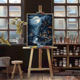 Natuyalo Paint by Numbers Kit for Adults, Paint by Numbers for Beginner Moonlit Castle, Paint by Number for Adults, Night Scene DIY Paint by Number for Gift Home Wall Decor 16x20 Inch Natuyalo