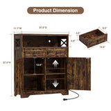 31.5" Rustic Brown Storage Cabinet with Doors and Drawers, Farmhouse Sideboard Buffet Cabinet with Storage, Kitchen Pantry Hutch Cabinet, Coffee Bar Station Table for Kitchen, Livingroom, Dining Room FiveWillowise