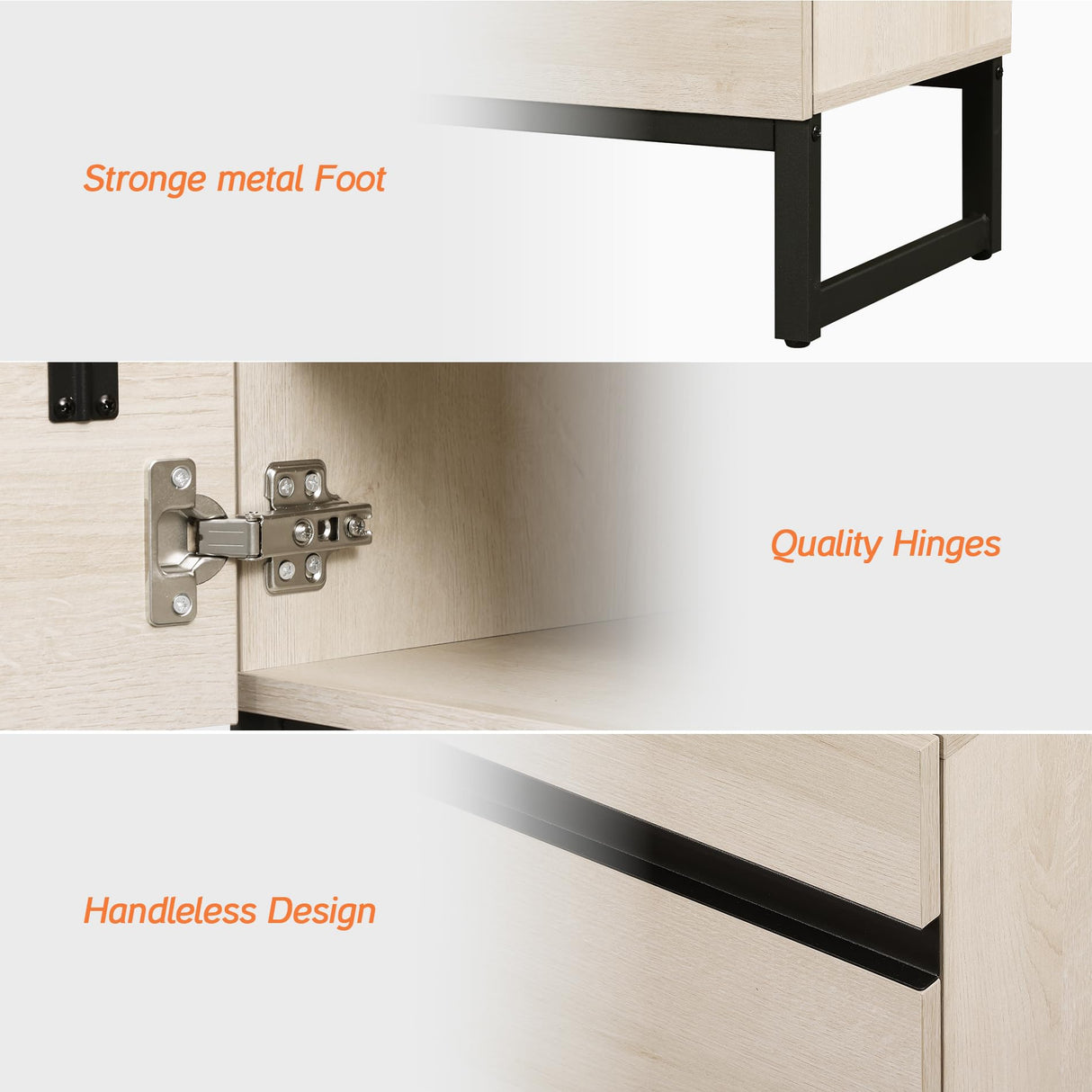 WAMPAT Modern TV Stand with Storage Cabinets for 110 Inch TV, Wood TV Entertainment Center TV Media Console Table with Metal Leg for Living Room,Light Oak WAMPAT