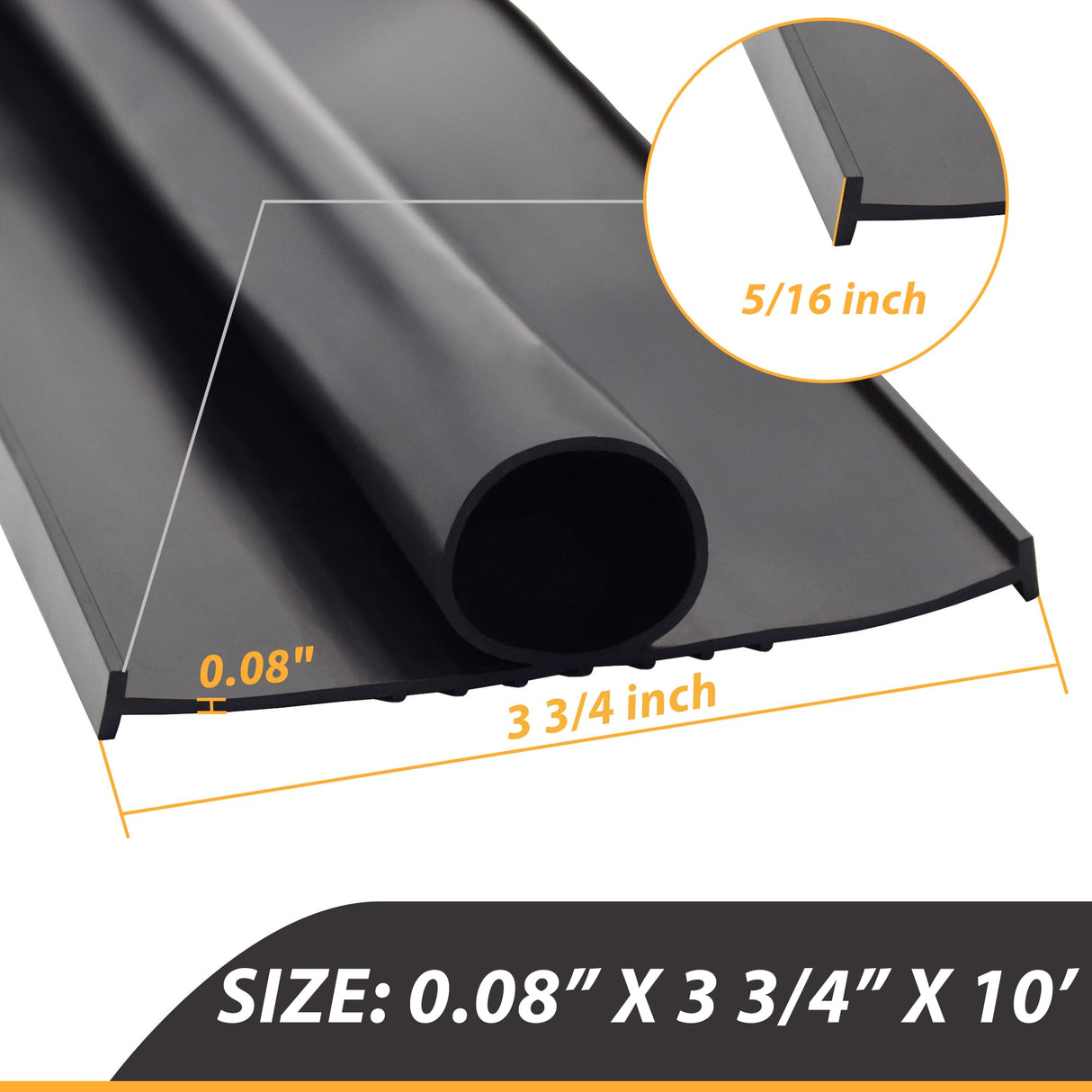 TEKDOE Garage Door Bottom Seal Weather Strip Threshold and Waterproofing Replacement on Universal Retainer with 3 3/4 inch Width and 10ft Length TEKDOE